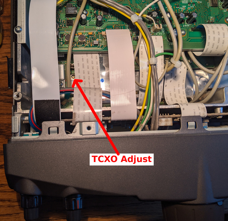 Inside of TS-2000 for TCXO adjustment