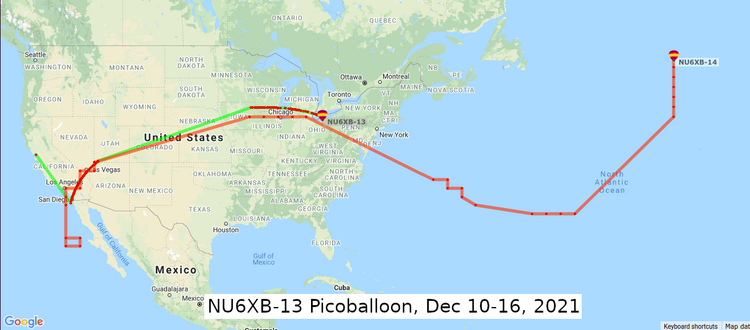 NU6XB-13 picoballoon trajectory