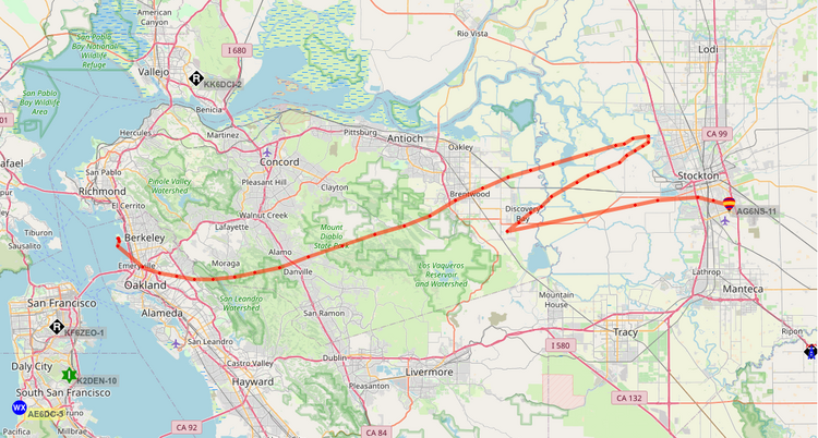 aprs.fi map of path