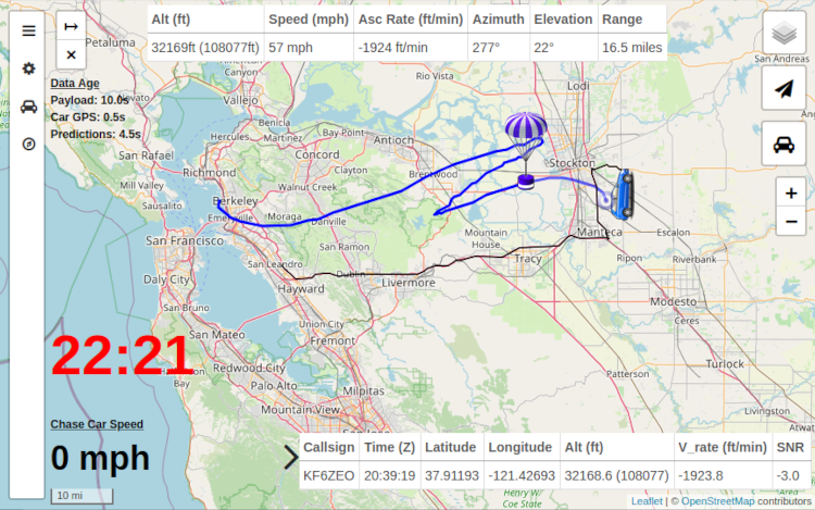 Chasemapper view of the balloon coming down